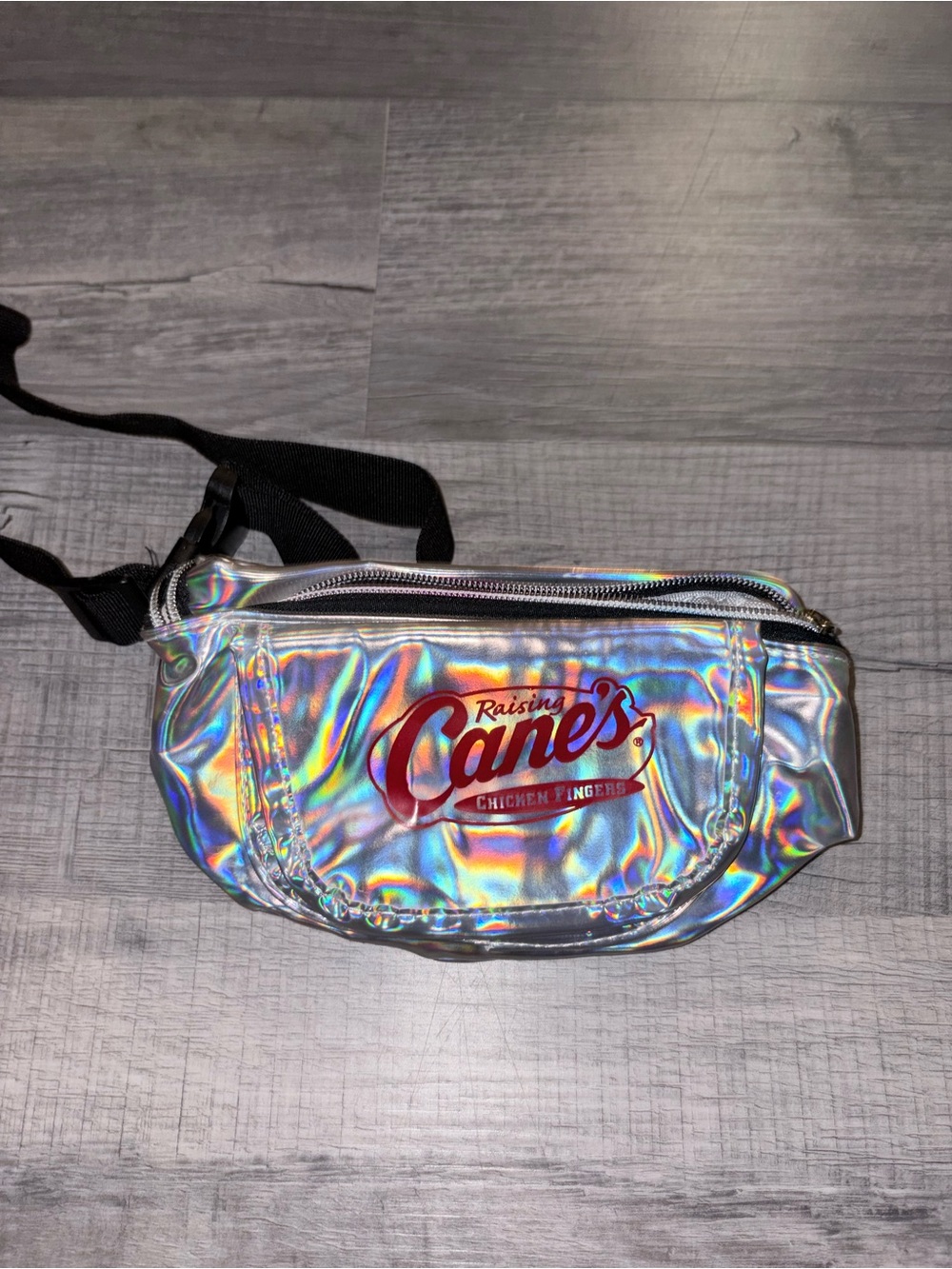 Raising Canes Silver Holographic Fanny Pack